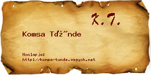 Komsa Tünde névjegykártya
